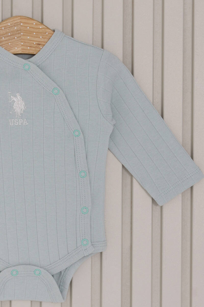 U.S. Polo Assn. Erkek Bebek Pamuklu Bisiklet Yaka Pigment Baskılı Kışlık Regular Fit Yeşil Bebek Takımı USB2072-C-V2 - 2