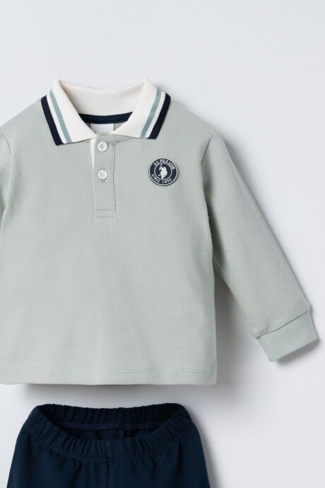 U.S. Polo Assn. Erkek Bebek %100 Pamuk Su Yeşili Uzun Kol Pijama Takım USB3197-C-V2 (1)