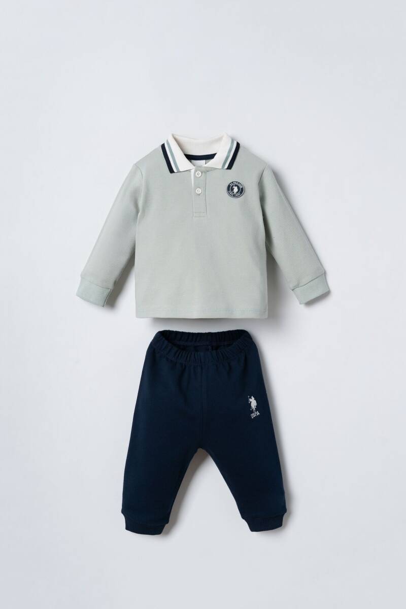 U.S. Polo Assn. Erkek Bebek %100 Pamuk Su Yeşili Uzun Kol Pijama Takım USB3197-C-V2 - 1