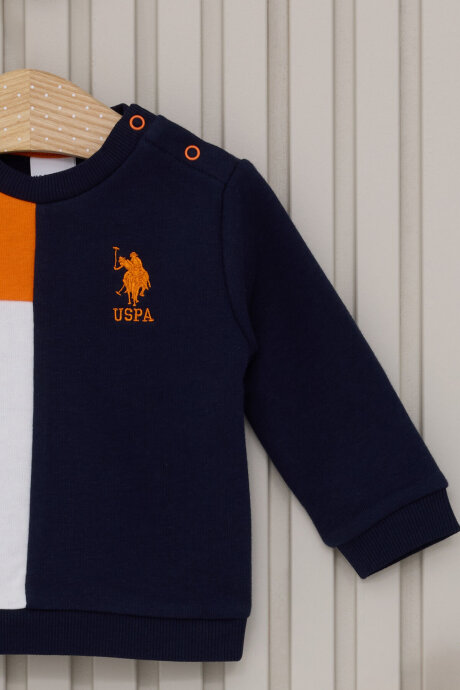 U.S. Polo Assn. Erkek Bebek Pamuklu Bisiklet Yaka Pigment Baskılı Kışlık Regular Fit Sarı Bebek Takımı USB2052-C-V1 (1)