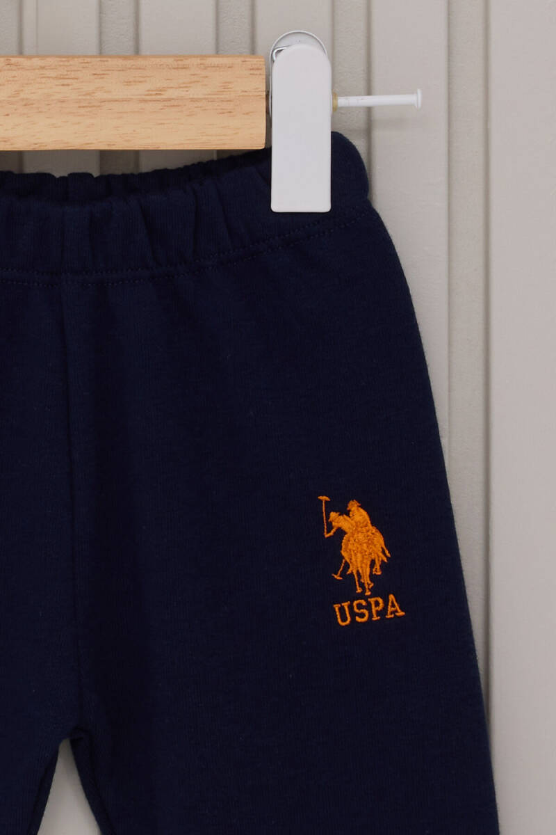 U.S. Polo Assn. Erkek Bebek Pamuklu Bisiklet Yaka Pigment Baskılı Kışlık Regular Fit Sarı Bebek Takımı USB2052-C-V1 - 3