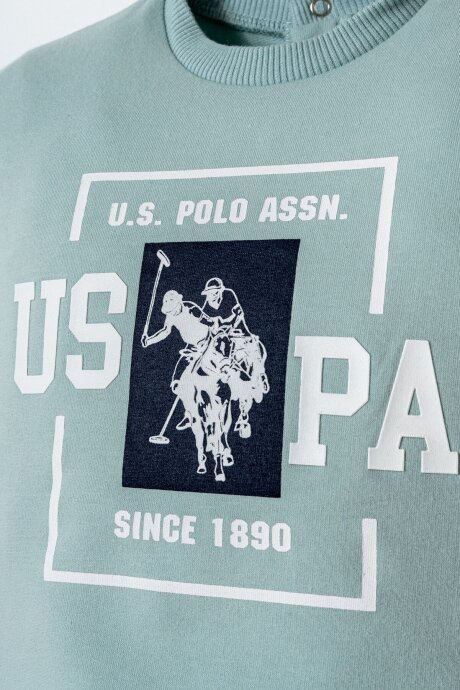 U.S. Polo Assn. Erkek Bebek Bisiklet Yaka Nakışlı Yazlık Regular Fit Yeşil Bebek Takımı USB2868-C-V3 (1)