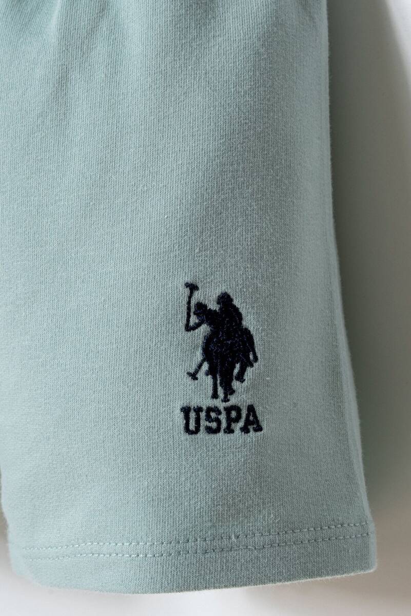U.S. Polo Assn. Erkek Bebek Pamuklu Bisiklet Yaka Nakışlı Yazlık Regular Fit Yeşil Bebek Takımı USB2868-C-V3 - 3