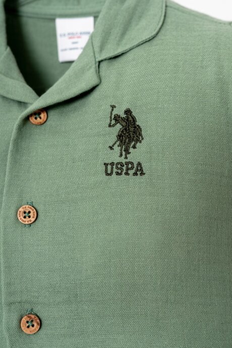 U.S. Polo Assn. Erkek Bebek %100 Pamuk Gömlek Yaka Nakışlı Yazlık Regular Fit Yeşil Pijama Takımı USB2947-C-V2 - 2