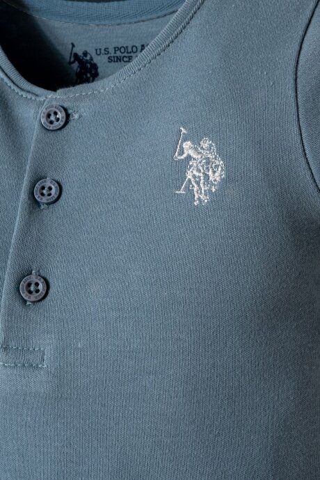 U.S. Polo Assn. Erkek Bebek Hakim Yaka Nakışlı Yazlık Regular Fit Yeşil Tulum USB2856-C-V1 - 2