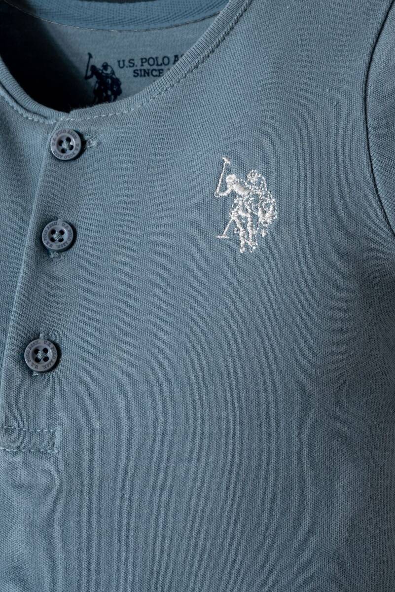 U.S. Polo Assn. Erkek Bebek Hakim Yaka Nakışlı Yazlık Regular Fit Yeşil Tulum USB2856-C-V1 - 2
