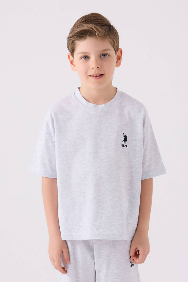 U.S. Polo Assn. Erkek Çocuk Bisiklet Yaka Sargı Nakışlı Yazlık Regular Fit Gri Bermuda Takım US1779-C-V26 - 2