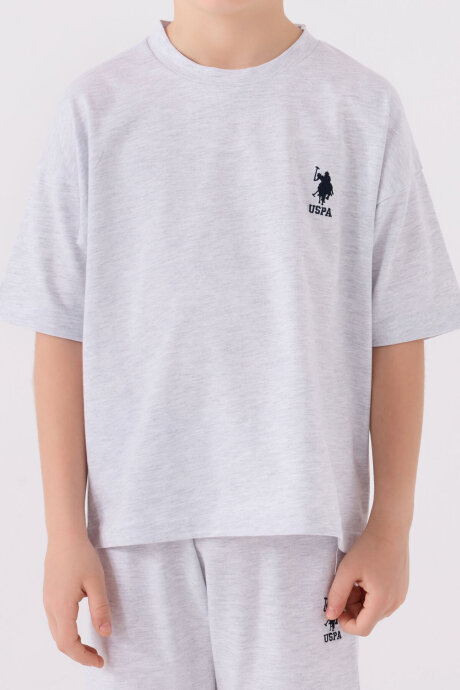 U.S. Polo Assn. Erkek Çocuk Bisiklet Yaka Sargı Nakışlı Yazlık Regular Fit Gri Bermuda Takım US1779-C-V26 - 4