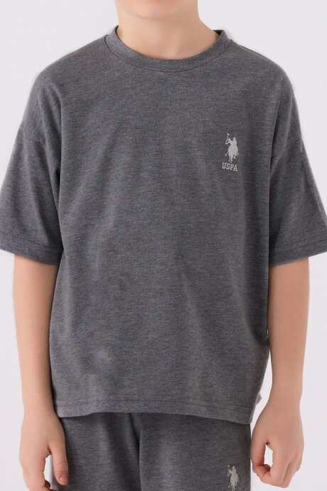 U.S. Polo Assn. Erkek Çocuk Bisiklet Yaka Sargı Nakışlı Yazlık Regular Fit Gri Bermuda Takım US1779-C-V27 - 4