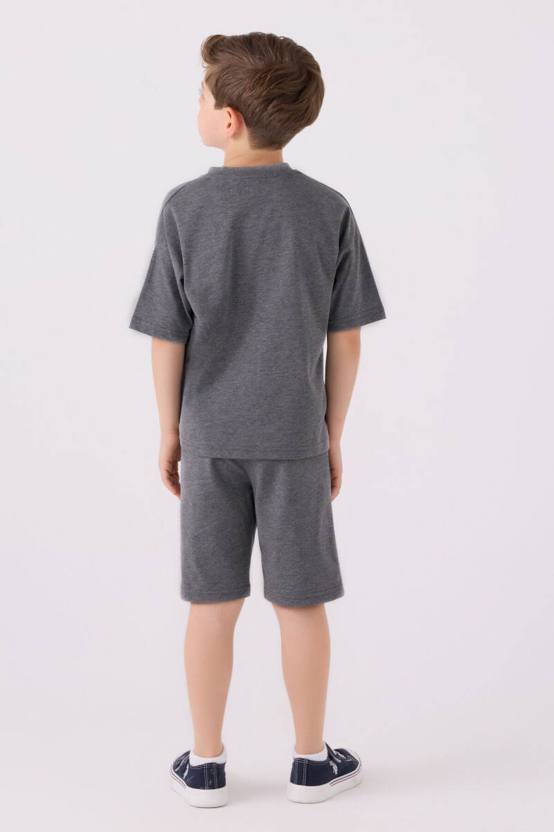 U.S. Polo Assn. Erkek Çocuk Bisiklet Yaka Sargı Nakışlı Yazlık Regular Fit Gri Bermuda Takım US1779-C-V27 - 5