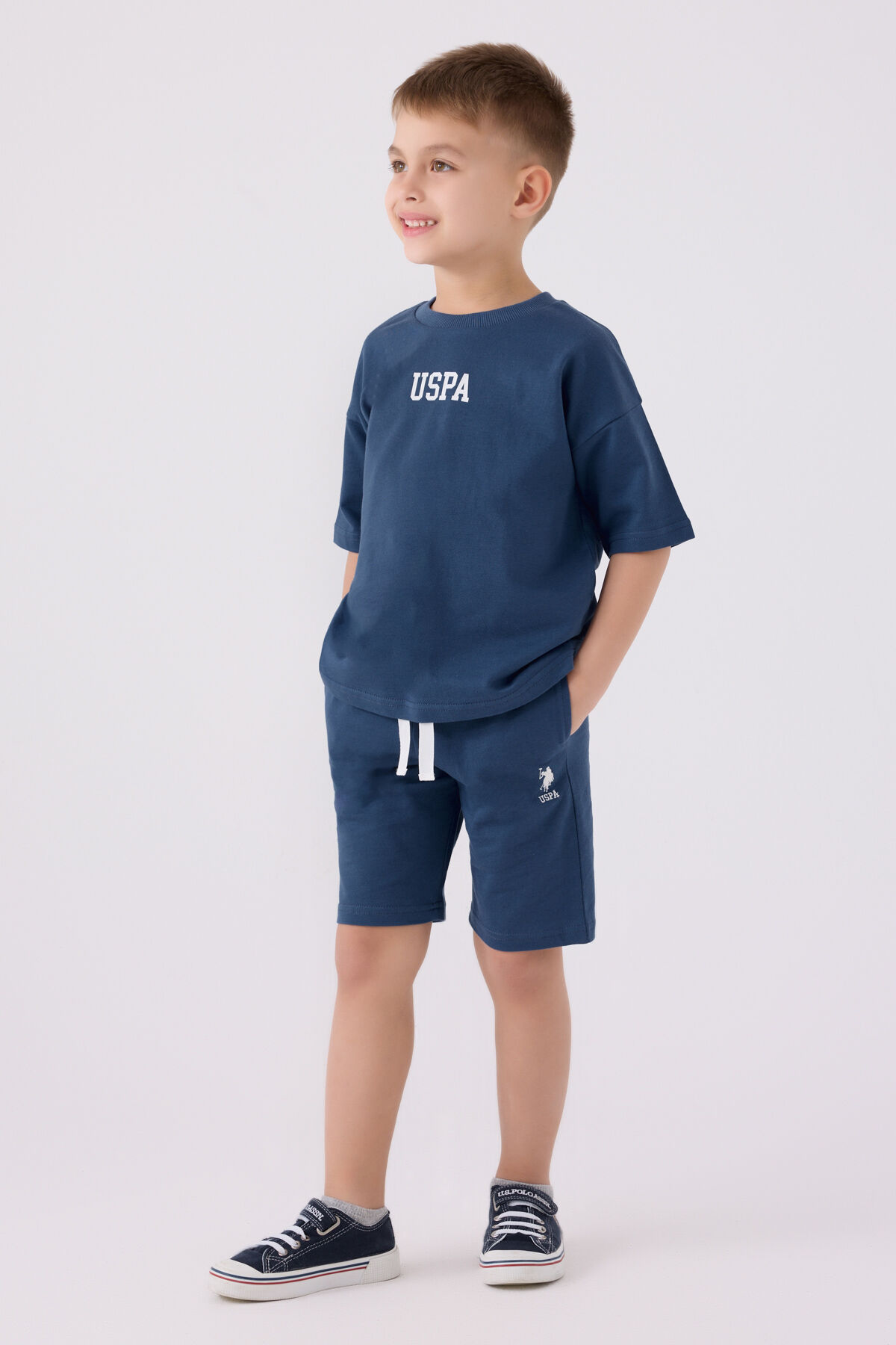 U.S. Polo Assn Erkek Çocuk Mavi Bermuda Takım
