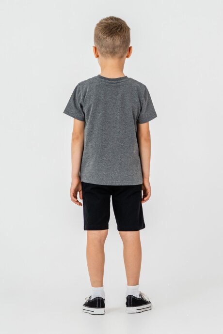U.S. Polo Assn. Erkek Çocuk Pamuklu Bisiklet Yaka Nakışlı Yazlık Regular Fit Gri Bermuda Takım US2470-C-V3 - 4
