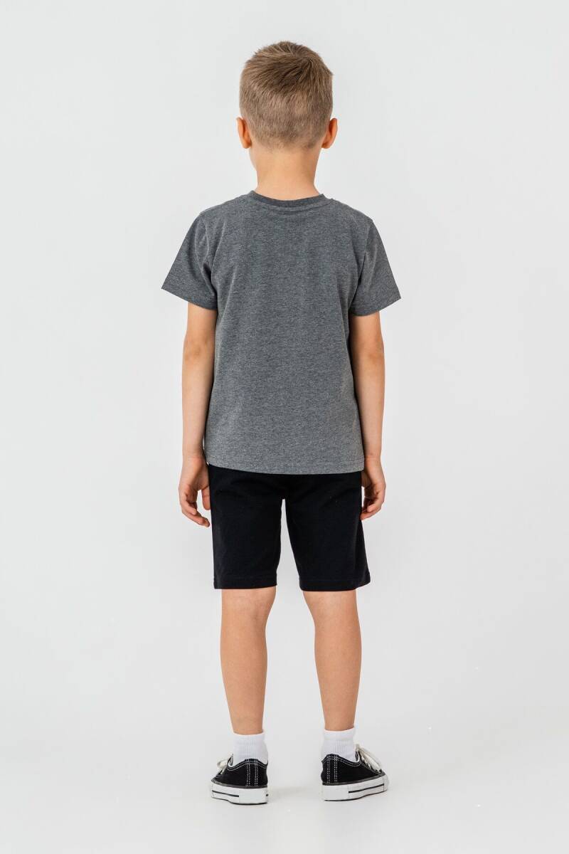 U.S. Polo Assn. Erkek Çocuk Pamuklu Bisiklet Yaka Nakışlı Yazlık Regular Fit Gri Bermuda Takım US2470-C-V3 - 4