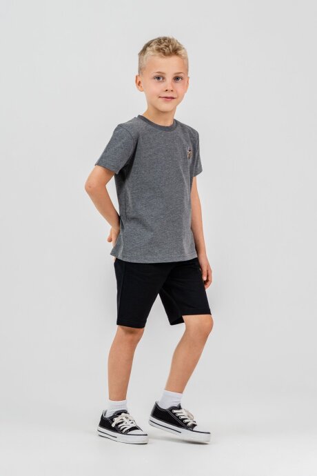 U.S. Polo Assn. Erkek Çocuk Pamuklu Bisiklet Yaka Nakışlı Yazlık Regular Fit Gri Bermuda Takım US2470-C-V3 - 5