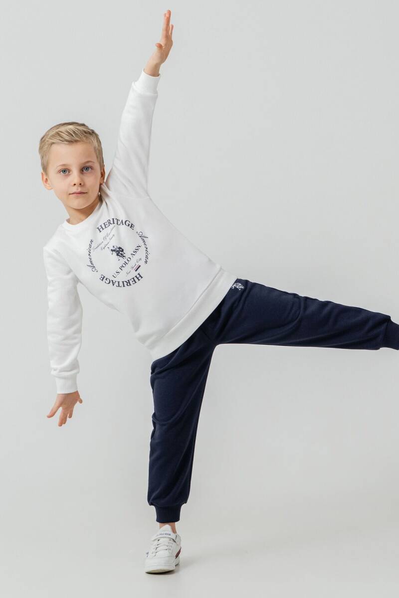 U.S. Polo Assn. Erkek Çocuk Baskılı Beyaz Uzun Kol Eşofman Takımı US2600-C-V1 - 3