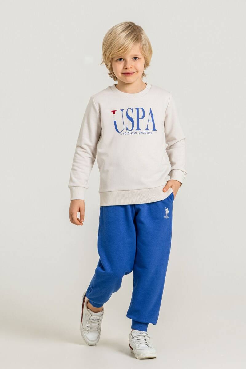 U.S. Polo Assn. Erkek Çocuk Baskılı Beyaz Uzun Kol Eşofman Takımı US2612-C-V3 - 1