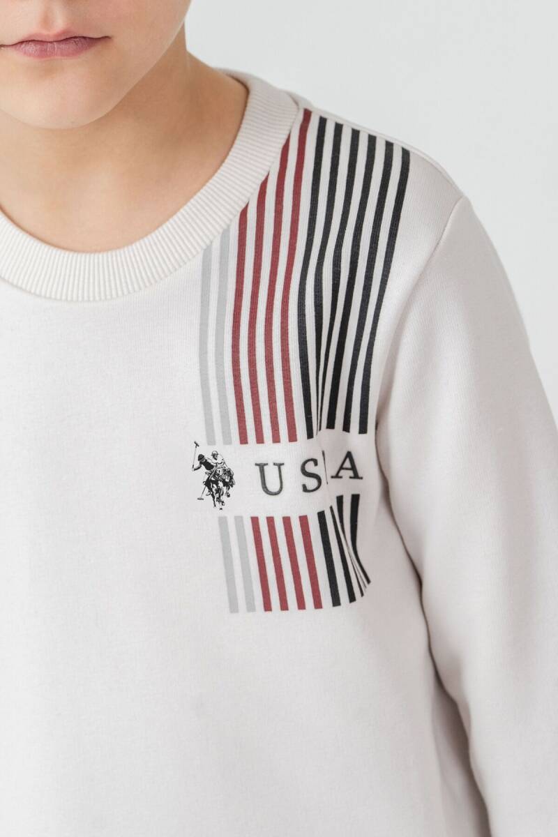 U.S. Polo Assn. Erkek Çocuk Baskılı Beyaz Uzun Kol Eşofman Takımı US2613-C-V2 - 3