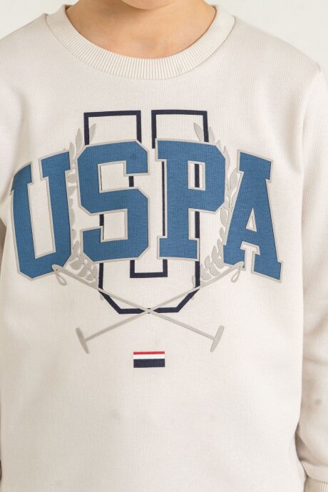 U.S. Polo Assn. Erkek Çocuk Baskılı Beyaz Uzun Kol Eşofman Takımı US2618-C-V3 - 3