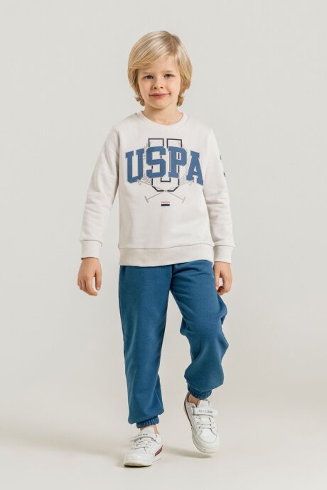 U.S. Polo Assn. Erkek Çocuk Baskılı Beyaz Uzun Kol Eşofman Takımı US2618-C-V3 - 6