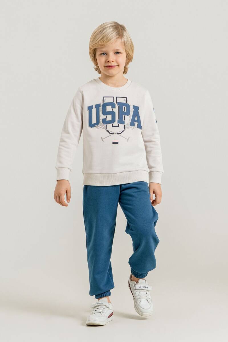 U.S. Polo Assn. Erkek Çocuk Baskılı Beyaz Uzun Kol Eşofman Takımı US2618-C-V3 - 6