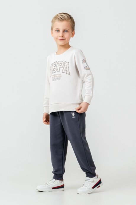 U.S. Polo Assn. Erkek Çocuk Baskılı Beyaz Uzun Kol Eşofman Takımı US2620-C-V2 - 5