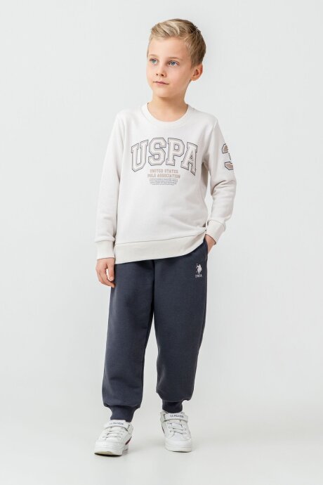 U.S. Polo Assn. Erkek Çocuk Baskılı Beyaz Uzun Kol Eşofman Takımı US2620-C-V2 (1)