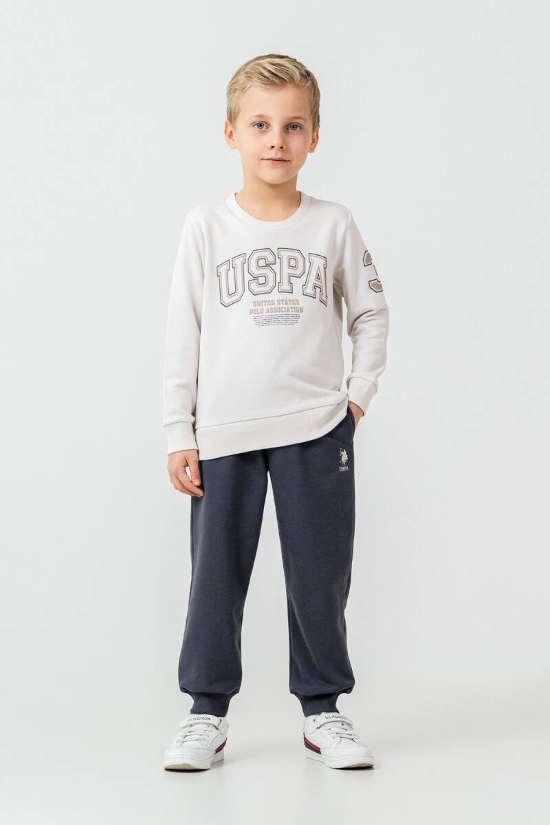 U.S. Polo Assn. Erkek Çocuk Baskılı Beyaz Uzun Kol Eşofman Takımı US2620-C-V2 - 1