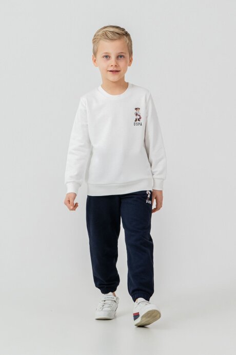U.S. Polo Assn. Erkek Çocuk Baskılı Beyaz Uzun Kol Eşofman Takımı US2633-C-V2 - 5