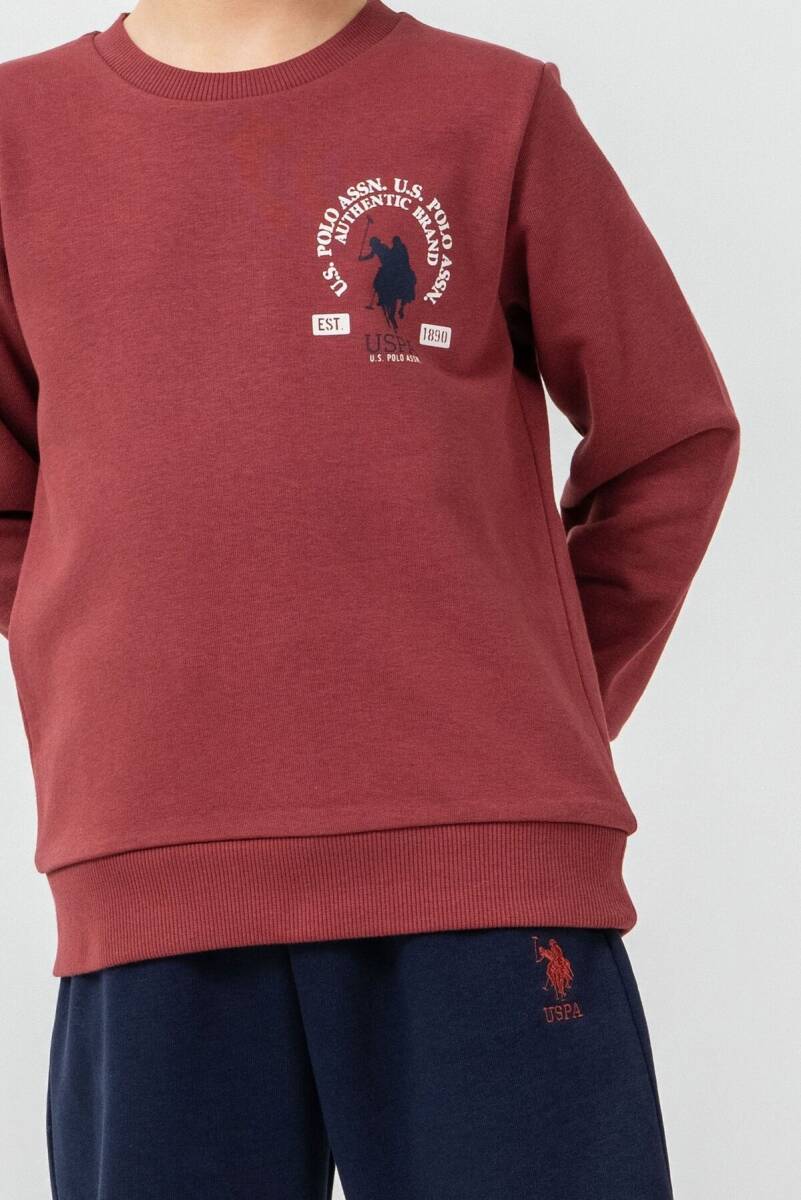 U.S. Polo Assn. Erkek Çocuk Baskılı Bordo Uzun Kol Eşofman Takımı US2624-C-V1 - 2