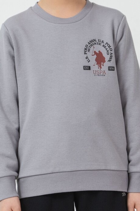 U.S. Polo Assn. Erkek Çocuk Baskılı Gri Uzun Kol Eşofman Takımı US2624-C-V2 - 3