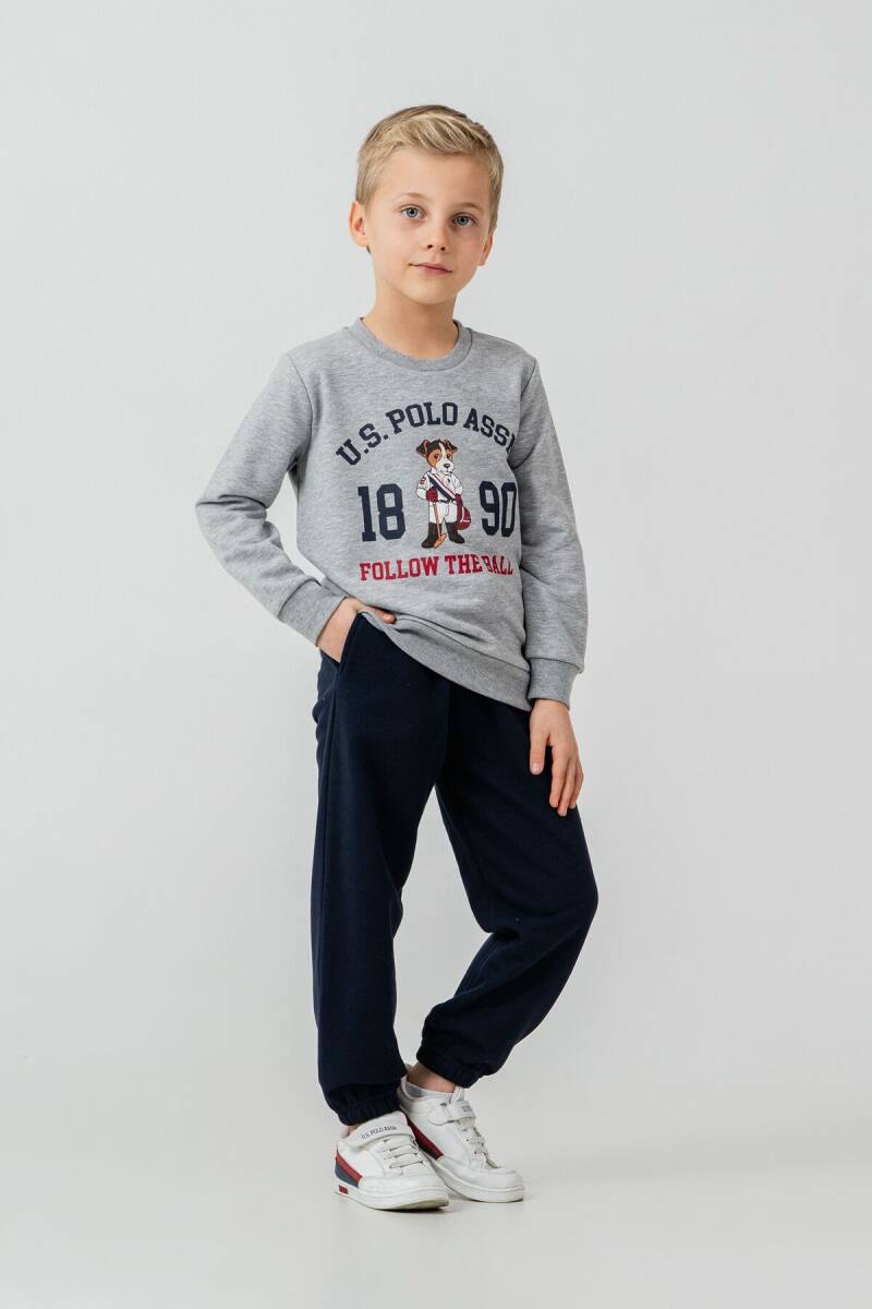 U.S. Polo Assn. Erkek Çocuk Baskılı Gri Uzun Kol Eşofman Takımı US2632-C-V1 - 2