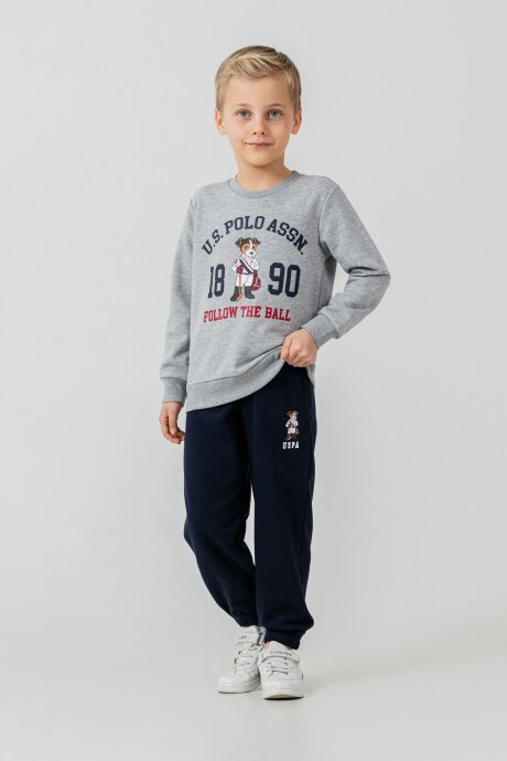 U.S. Polo Assn. Erkek Çocuk Baskılı Gri Uzun Kol Eşofman Takımı US2632-C-V1