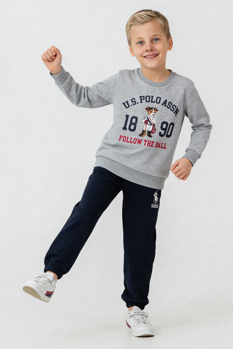 U.S. Polo Assn. Erkek Çocuk Baskılı Gri Uzun Kol Eşofman Takımı US2632-C-V1 - 8