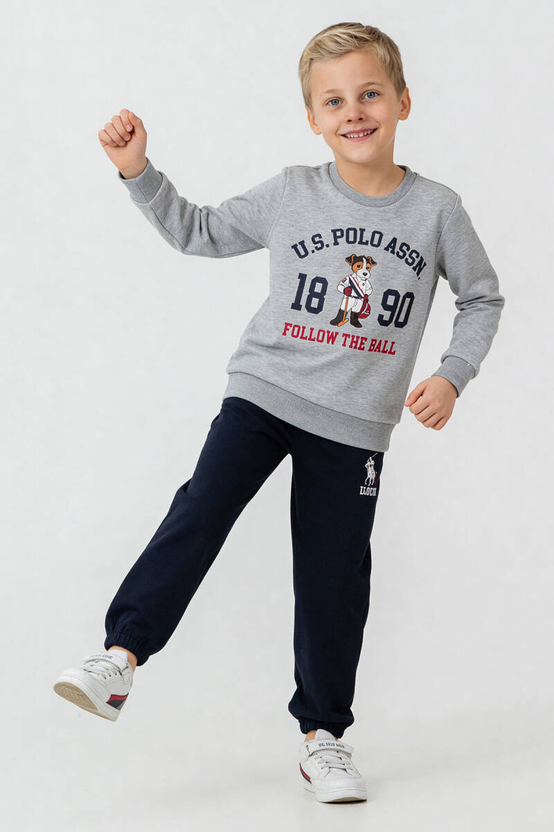 U.S. Polo Assn. Erkek Çocuk Baskılı Gri Uzun Kol Eşofman Takımı US2632-C-V1 - 8