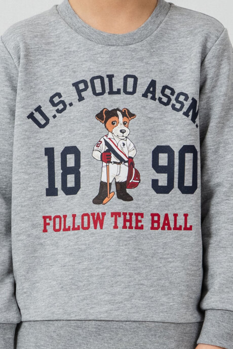 U.S. Polo Assn. Erkek Çocuk Baskılı Gri Uzun Kol Eşofman Takımı US2632-C-V1 - 3