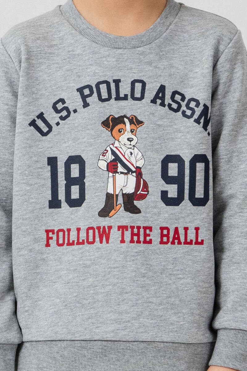 U.S. Polo Assn. Erkek Çocuk Baskılı Gri Uzun Kol Eşofman Takımı US2632-C-V1 - 3