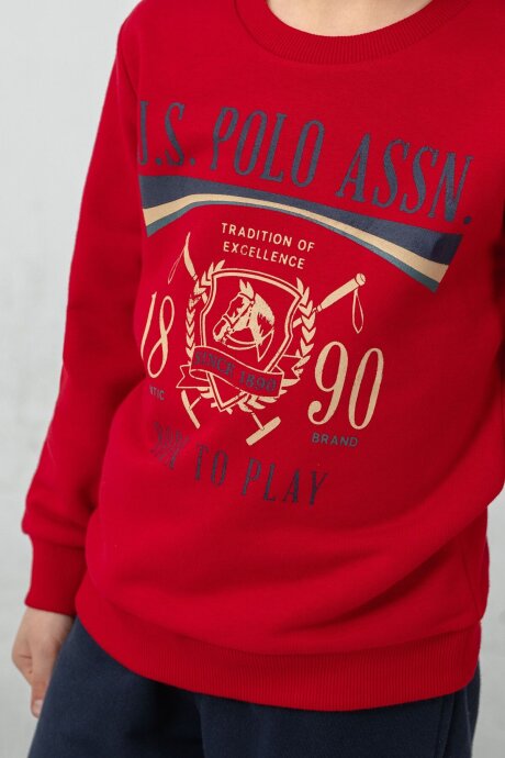 U.S. Polo Assn. Erkek Çocuk Baskılı Kırmızı Uzun Kol Eşofman Takımı US2615-C-V2 (1)