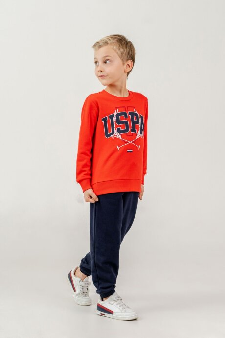 U.S. Polo Assn. Erkek Çocuk Baskılı Kırmızı Uzun Kol Eşofman Takımı US2618-C-V2 - 6