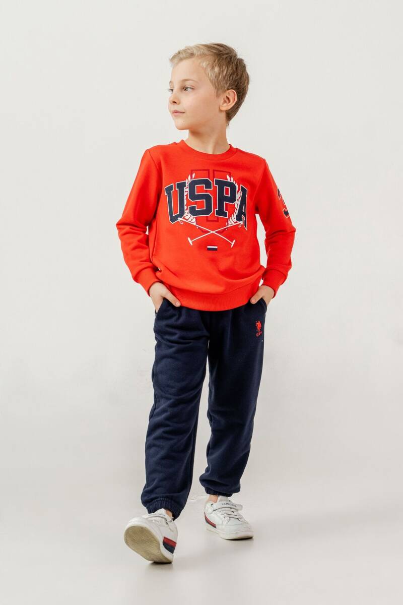 U.S. Polo Assn. Erkek Çocuk Baskılı Kırmızı Uzun Kol Eşofman Takımı US2618-C-V2 - 1
