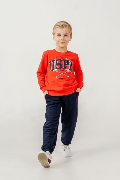 U.S. Polo Assn. Erkek Çocuk Baskılı Kırmızı Uzun Kol Eşofman Takımı US2618-C-V2 (1)