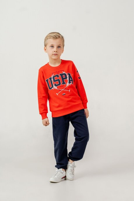 U.S. Polo Assn. Erkek Çocuk Baskılı Kırmızı Uzun Kol Eşofman Takımı US2618-C-V2 - 7