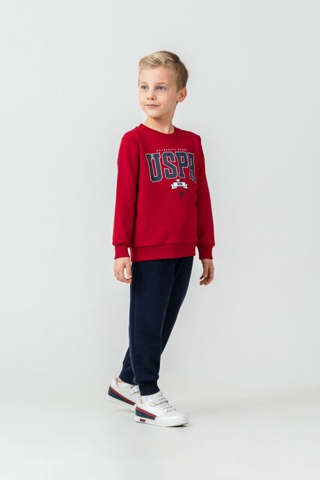 U.S. Polo Assn. Erkek Çocuk Baskılı Kırmızı Uzun Kol Eşofman Takımı US2628-C-V4