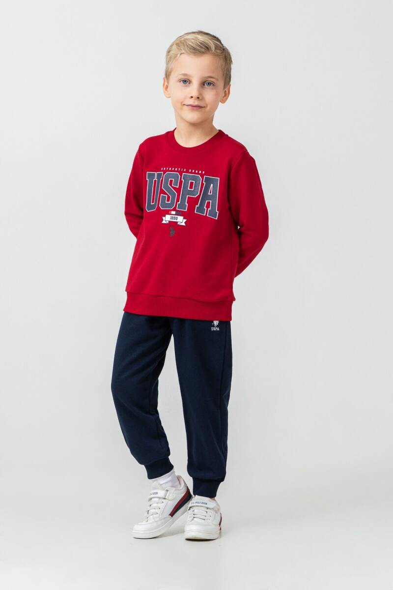 U.S. Polo Assn. Erkek Çocuk Baskılı Kırmızı Uzun Kol Eşofman Takımı US2628-C-V4 - 2