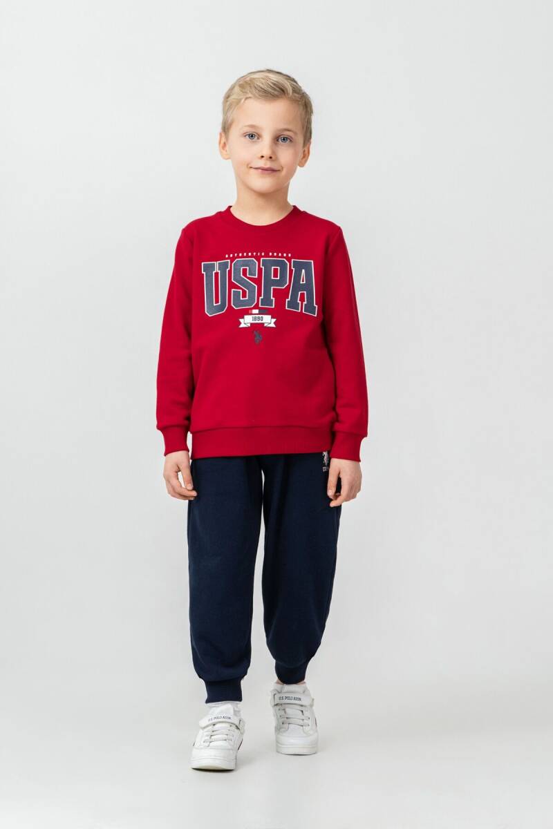 U.S. Polo Assn. Erkek Çocuk Baskılı Kırmızı Uzun Kol Eşofman Takımı US2628-C-V4 - 5