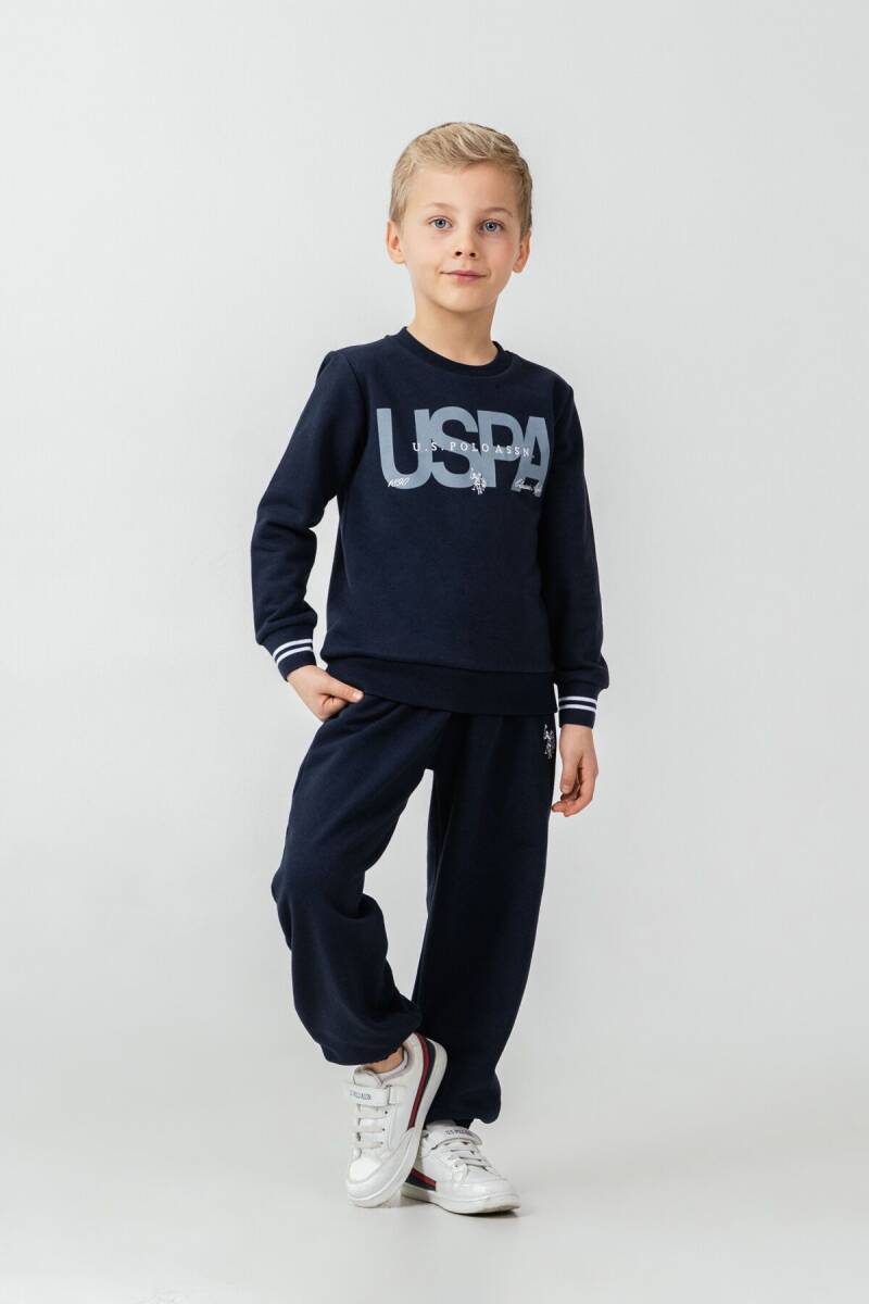 U.S. Polo Assn. Erkek Çocuk Baskılı Lacivert Uzun Kol Eşofman Takımı US2608-C-V1 - 1
