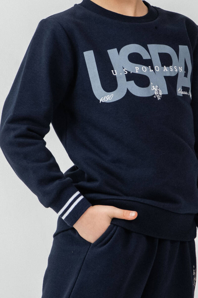 U.S. Polo Assn. Erkek Çocuk Baskılı Lacivert Uzun Kol Eşofman Takımı US2608-C-V1 - 3