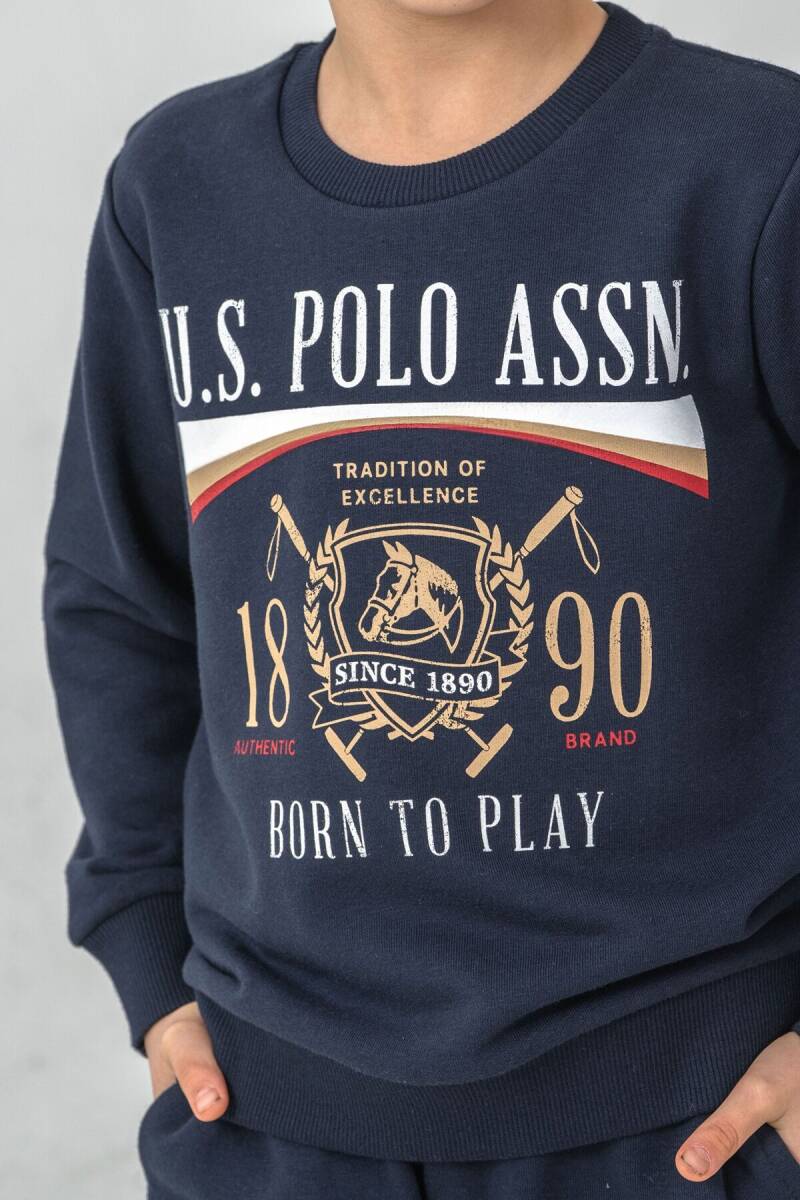 U.S. Polo Assn. Erkek Çocuk Baskılı Lacivert Uzun Kol Eşofman Takımı US2615-C-V1 - 3
