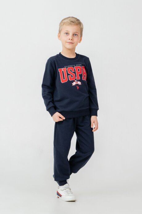 U.S. Polo Assn. Erkek Çocuk Baskılı Lacivert Uzun Kol Eşofman Takımı US2628-C-V1 - 4
