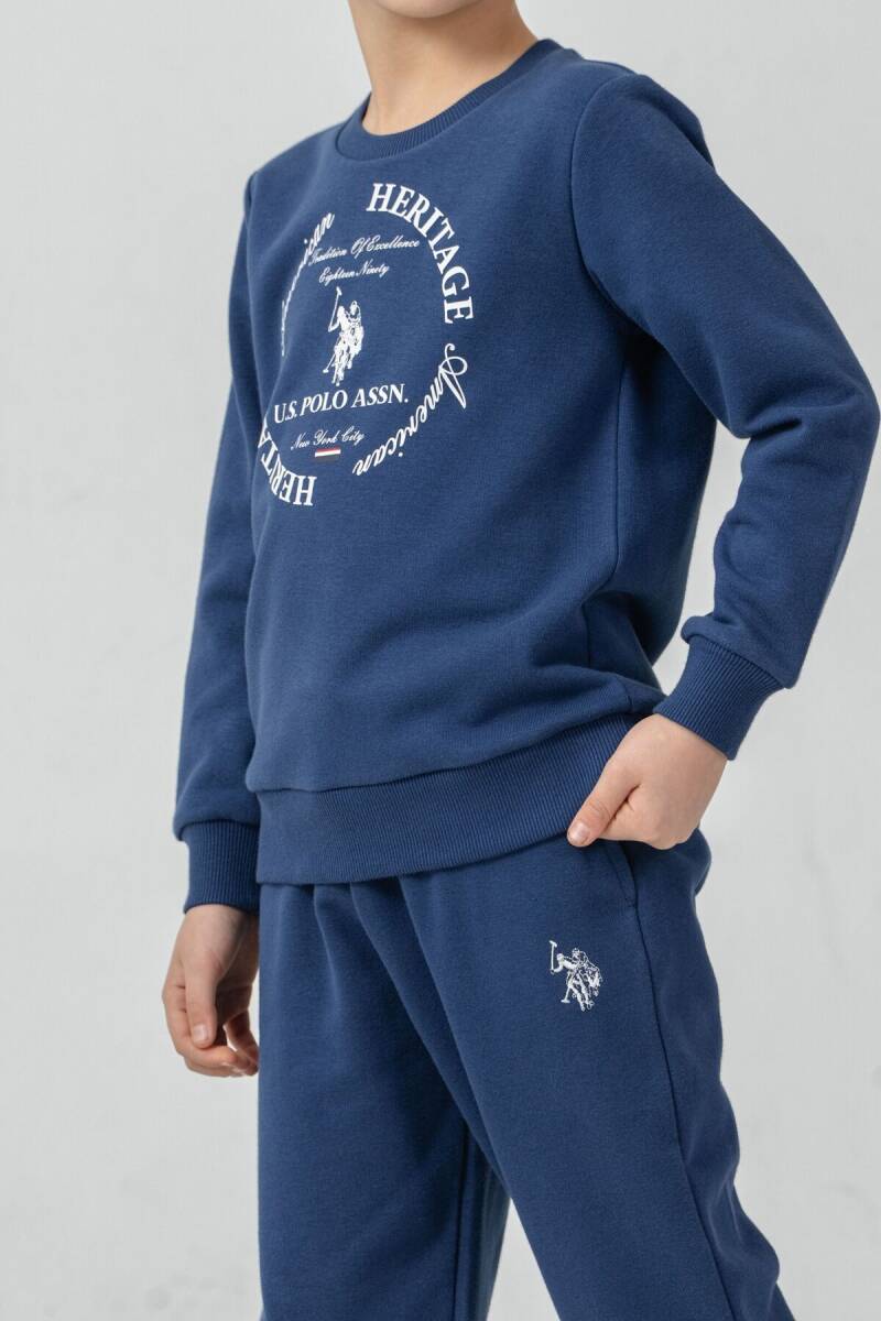 U.S. Polo Assn. Erkek Çocuk Baskılı Mavi Uzun Kol Eşofman Takımı US2600-C-V2 - 1