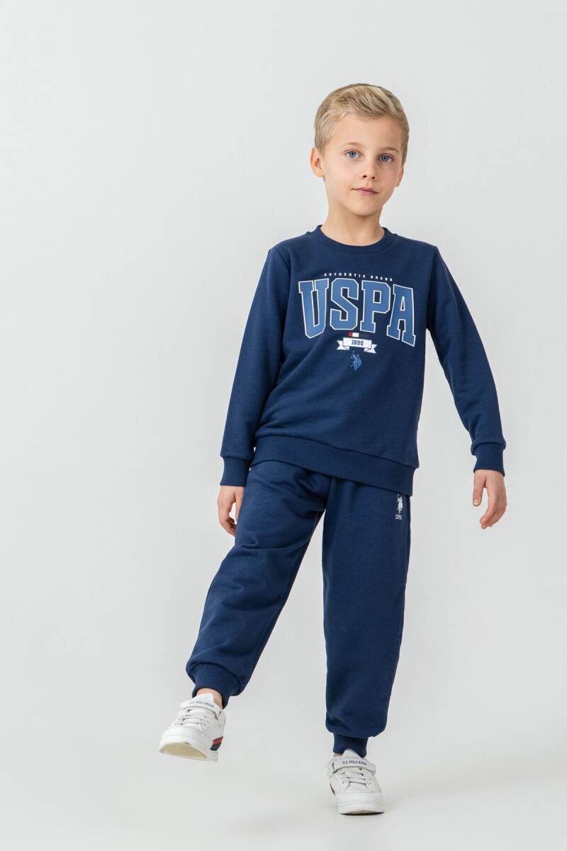 U.S. Polo Assn. Erkek Çocuk Baskılı Mavi Uzun Kol Eşofman Takımı US2628-C-V2 - 3